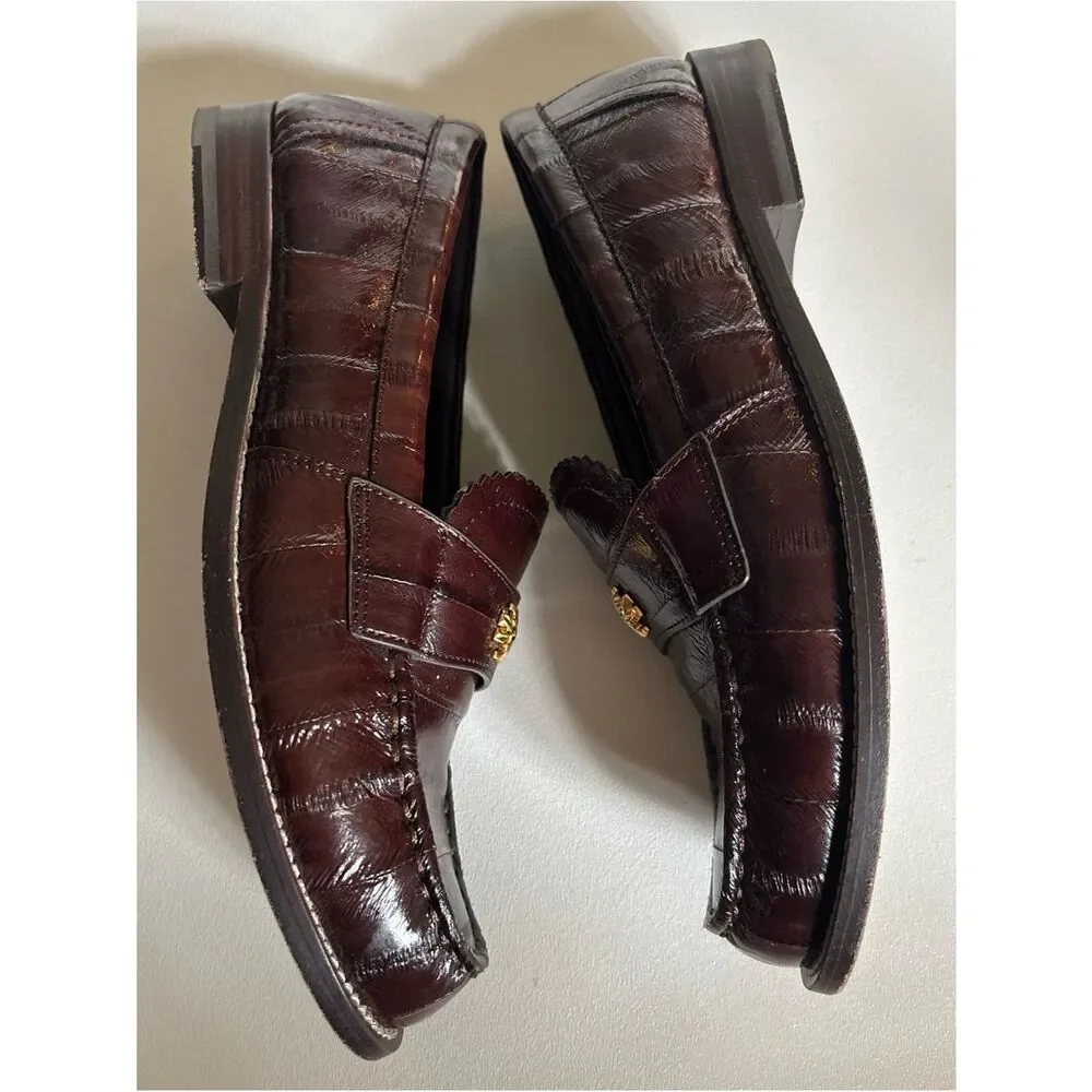 Tory Burch Classic JESSA LOAFER in Dark Brown Eel Size 5.5 ~ Perfect